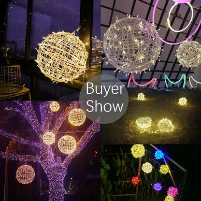 LED String Lights Christmas Tree Decoration 30CM 20CM Rattan Ball Hanging Lamp Holiday Wedding Fairy Garland Light Outdoor Home