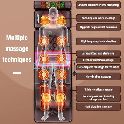 From USA Electric Massage Mattress Vibrating Heating Infrared Massager Cushion For Neck Back Foot Full Body Pain Stress Relief