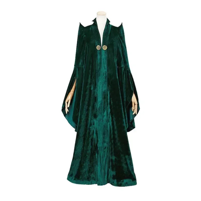 School of Witchcraft and Wizardry Professor Minerva McGonagall Cosplay Costume Dress Green Cloak Velvet Robe Halloween Costumes