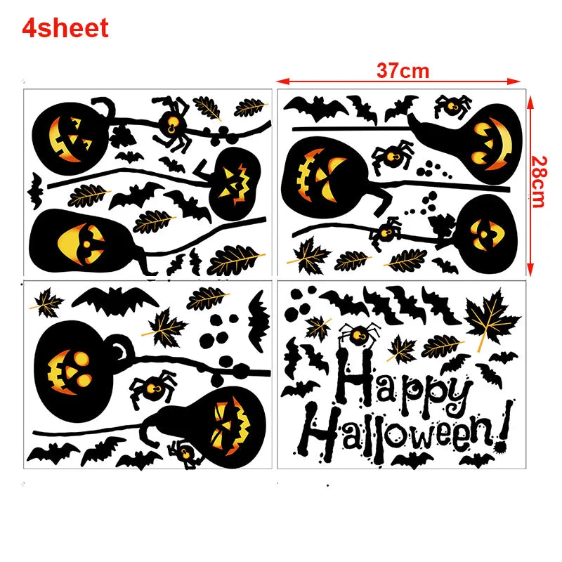 Halloween Decorations Window Clings Halloween Window Stickers Bat Skull Skeleton Stickers Halloween Window Decor for Glass Wall