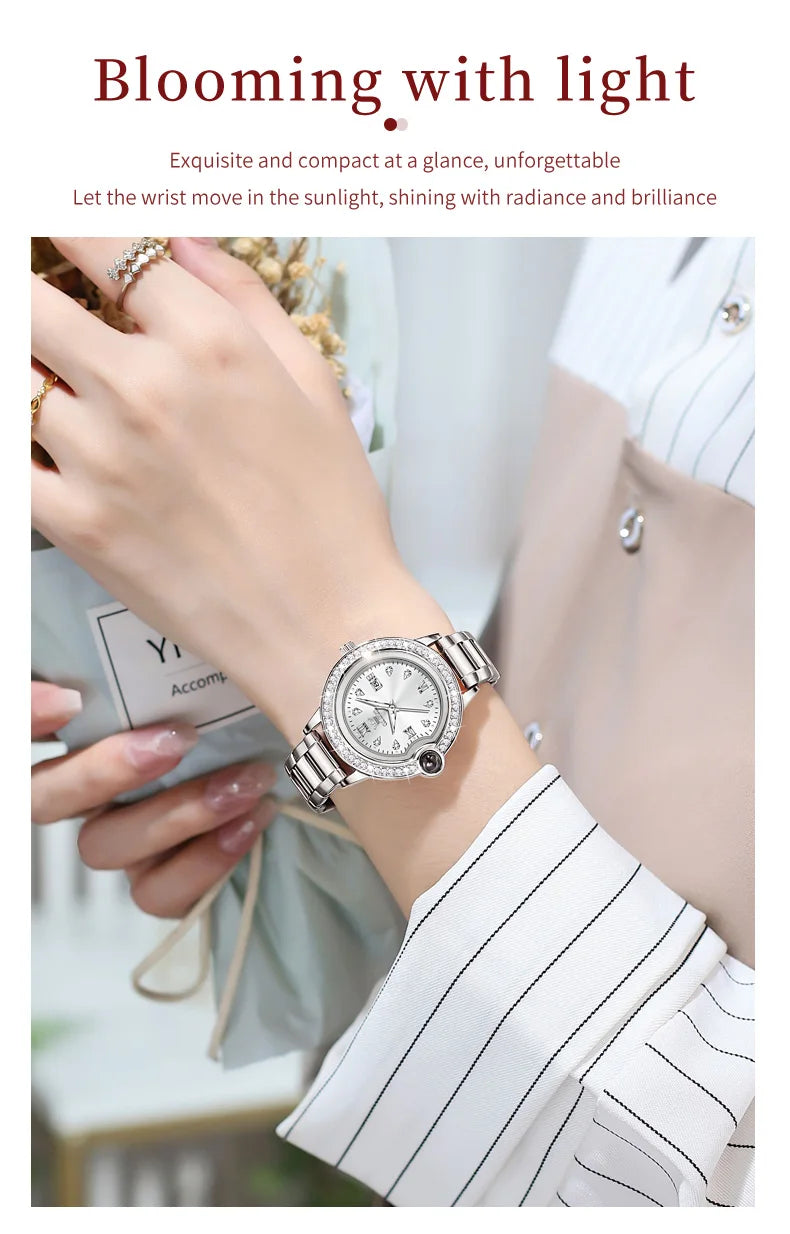 OLEVS 5588 Original Certification Women's Watches Love Expressing Watch Quartz Watch for Lady's Waterproof Date Dress Wristwatch