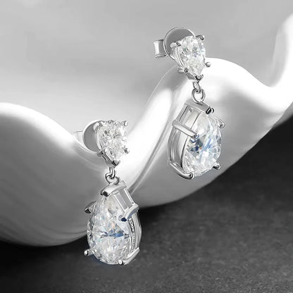 7 Carat Luxury Pear Cut Full Moissnite Drop Earrings for Women S925 Silver Water Drop Diamond Earring with GRA Certificates