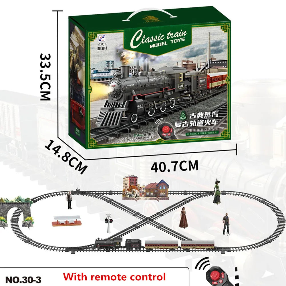 Remote Control Track Train Simulation  Electric Toy Trains Set Christmas Gift     Toys for Age 3 4 5 6 + Kids