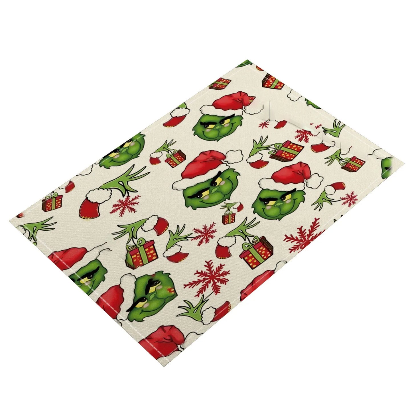 Christmas Grinch Holiday Decoration Christmas Placemat Home Kitchen Insulated Coaster Anti-Scalding Western Placemat