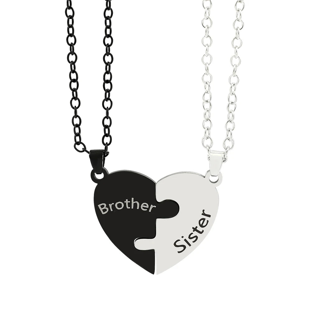 Father Mom Son Daughter Family Necklace Love Heart Puzzle Pendant Necklace Stainless Steel Jewelry for Women Mother's Day Gift