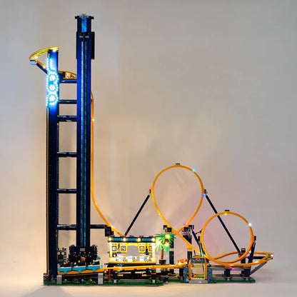 Led Lights With Motor Roller Loop Coaster Building Blocks Moc 10261 10303 10247 10257 Display Kid Toys Birthday Christmas Gifts