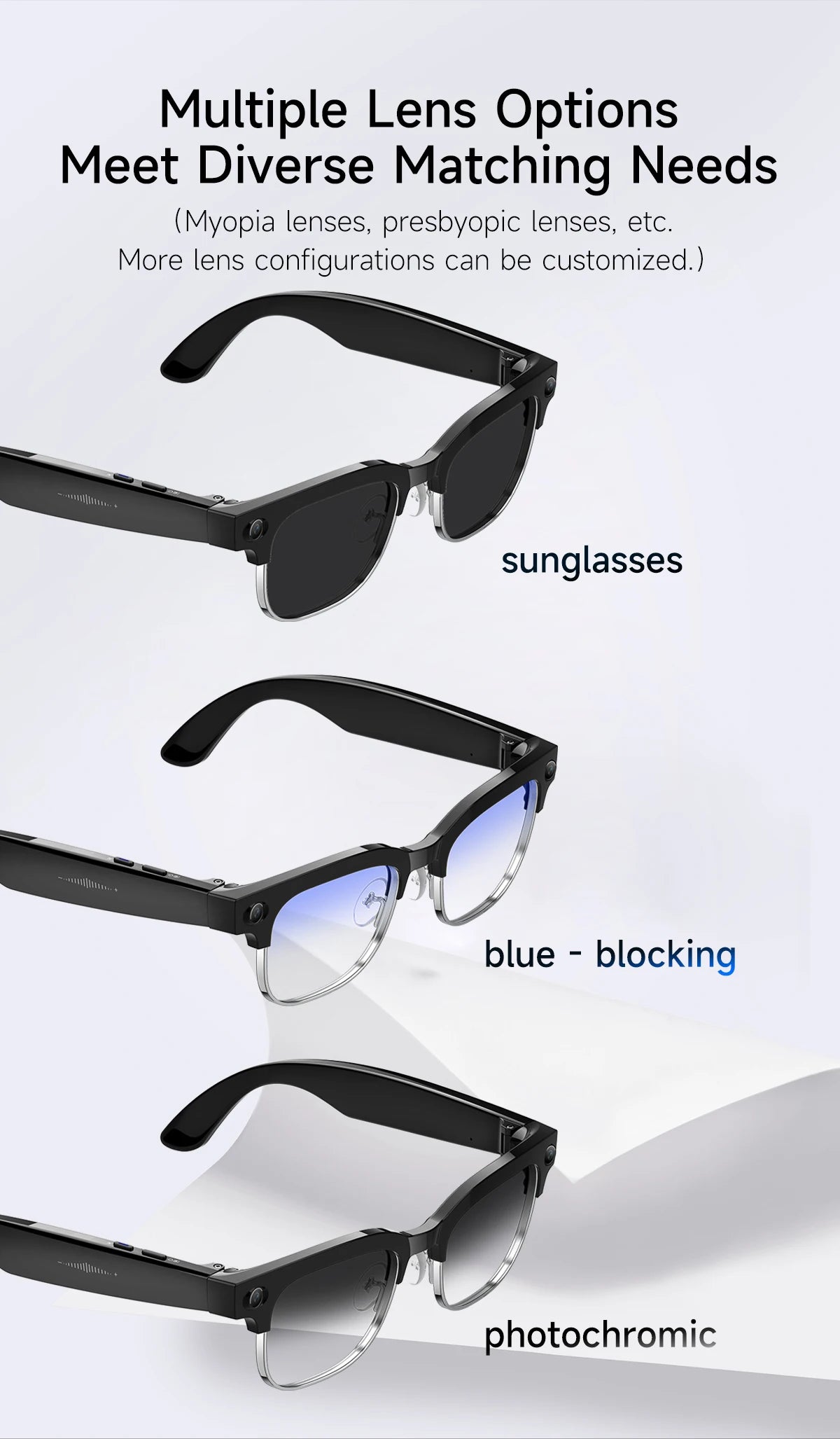 2026 New Upgrade Smart Glasses With Camera Video Recording AI Photo Recognition Bluetooth Call Translation Voice Sunglasses Men