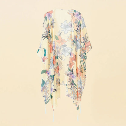 Women's Tops Boho Loose Tassels Coverups Beach Swim Bikini Kimono Cardigan Bathing Suit Cover Ups Blouse Swimwear Resort Wear