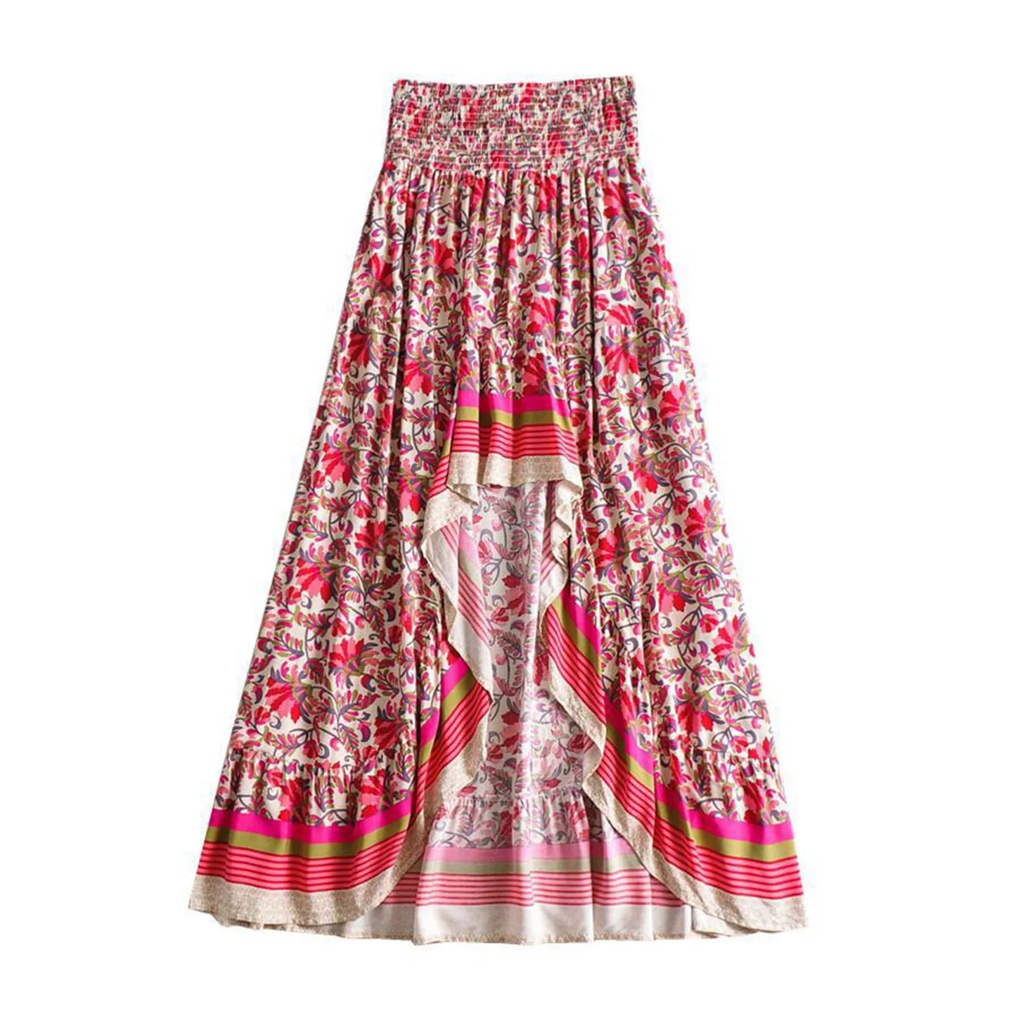 Womens Tennis Skirt Women's Summer New Cotton Floral Print Irregular A Line Skirt Half Skirt Full Skirts for Women