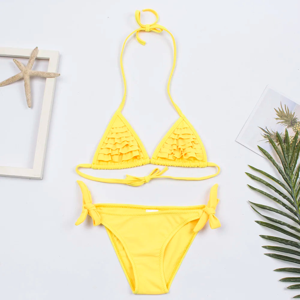 7-14Year Butterfly Print Child Bikini Set 2025 Girls Swimsuit Swimwear For Kids Summer Brazilian Teen Baby Swimming Suit Biquini