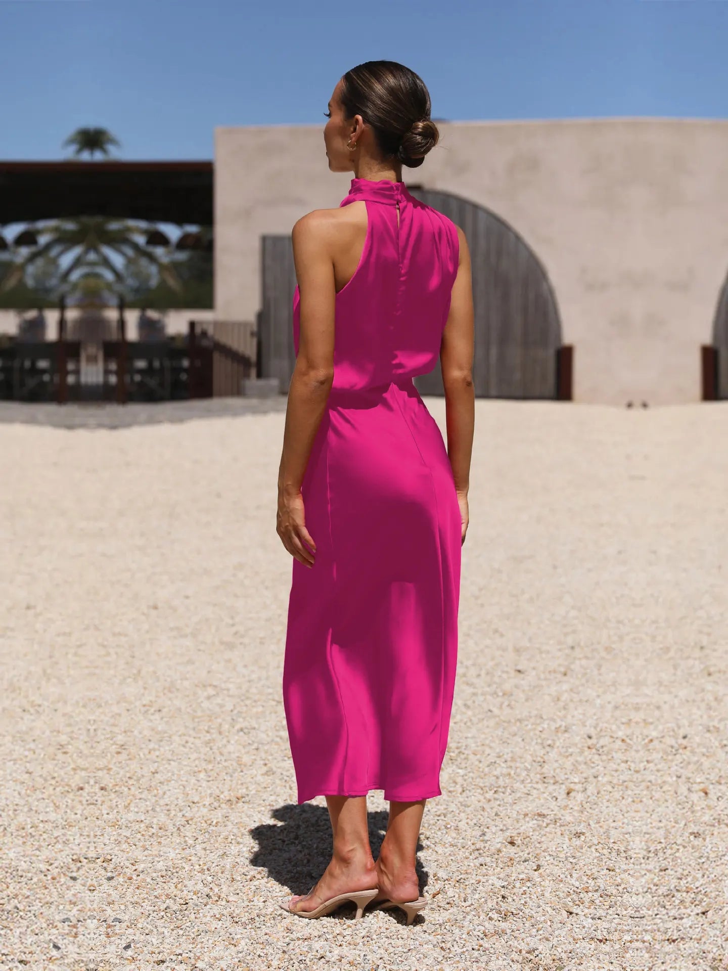 Summer Luxury Sleeveless Silk Satin Long Dress Women Elegant Off Shoulder Celebrity Evening Dress Partywear Lady Trumpet Dress