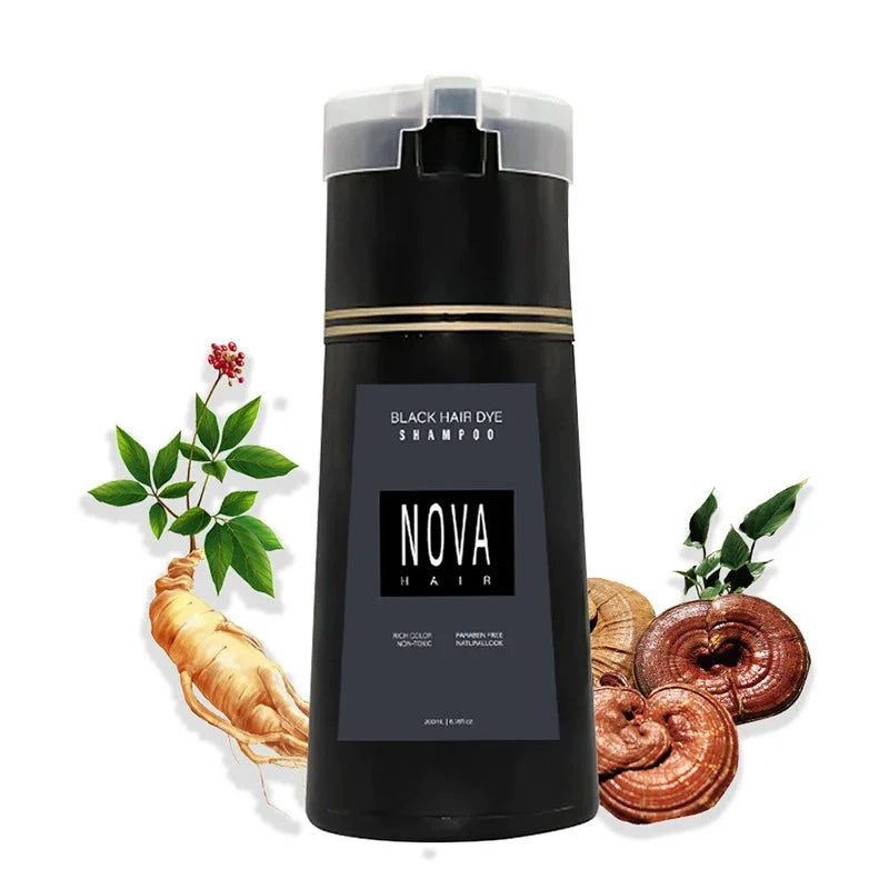 Nova Hair Dyeing 3-in-1 Hair Care Shampoo Natural Fast White Hair Dyed Black Hair Dye Lasting Convenience Men Women Hair Care