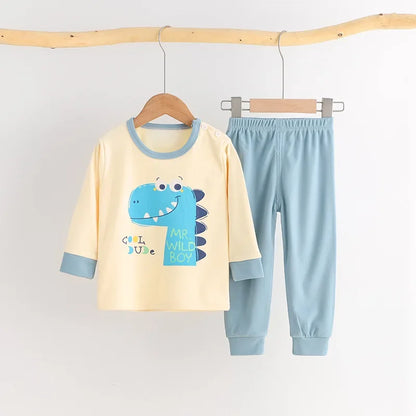 Autumn Winter Children Sets Long Sleeve Cartoon Children Clothing Boys Girls Underwear Sleepwear Round Neck Kids Clothes
