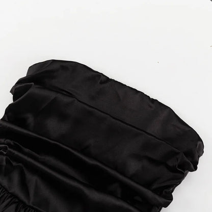 White Pleated Mini Dress For Women Bandeau Slim Patchwork Backless Elegant Fashion Dress Solid Female Party Dress 2024 New