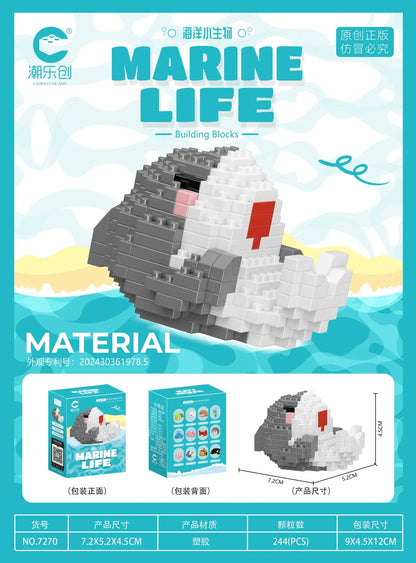 Marine Organism Micro Building Blocks Sea Turtle Killer Whale Beluga Walrus Penguin Mini Brick Figure Toys For Christmas Gift