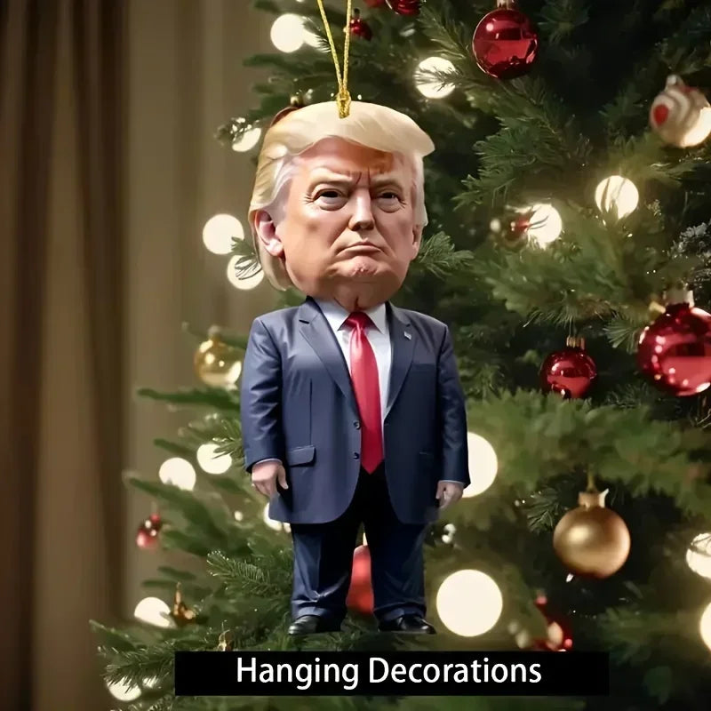 3-Piece Classic Style Trump-Inspired Acrylic Christmas Ornaments Car & Tree Hanging Decorations Perfect Festive Holiday Gift
