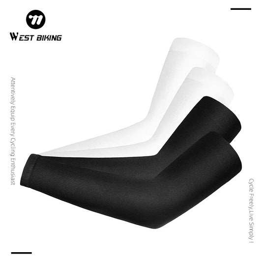 WEST BIKING Ice Silk Cyclig Sleeves Breathable Sun Protection Men Women Sports Arm Cover Fitness Running Fishing Cool Sleeves
