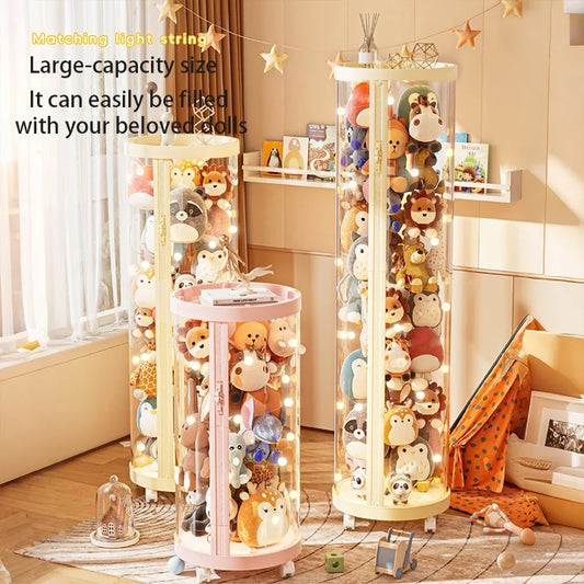 Transparent Doll Storage Box Plush Toy Organization Toy Storage Tube DIY Zipper Bins Kid Christmas Gift Children's Toy Organizer