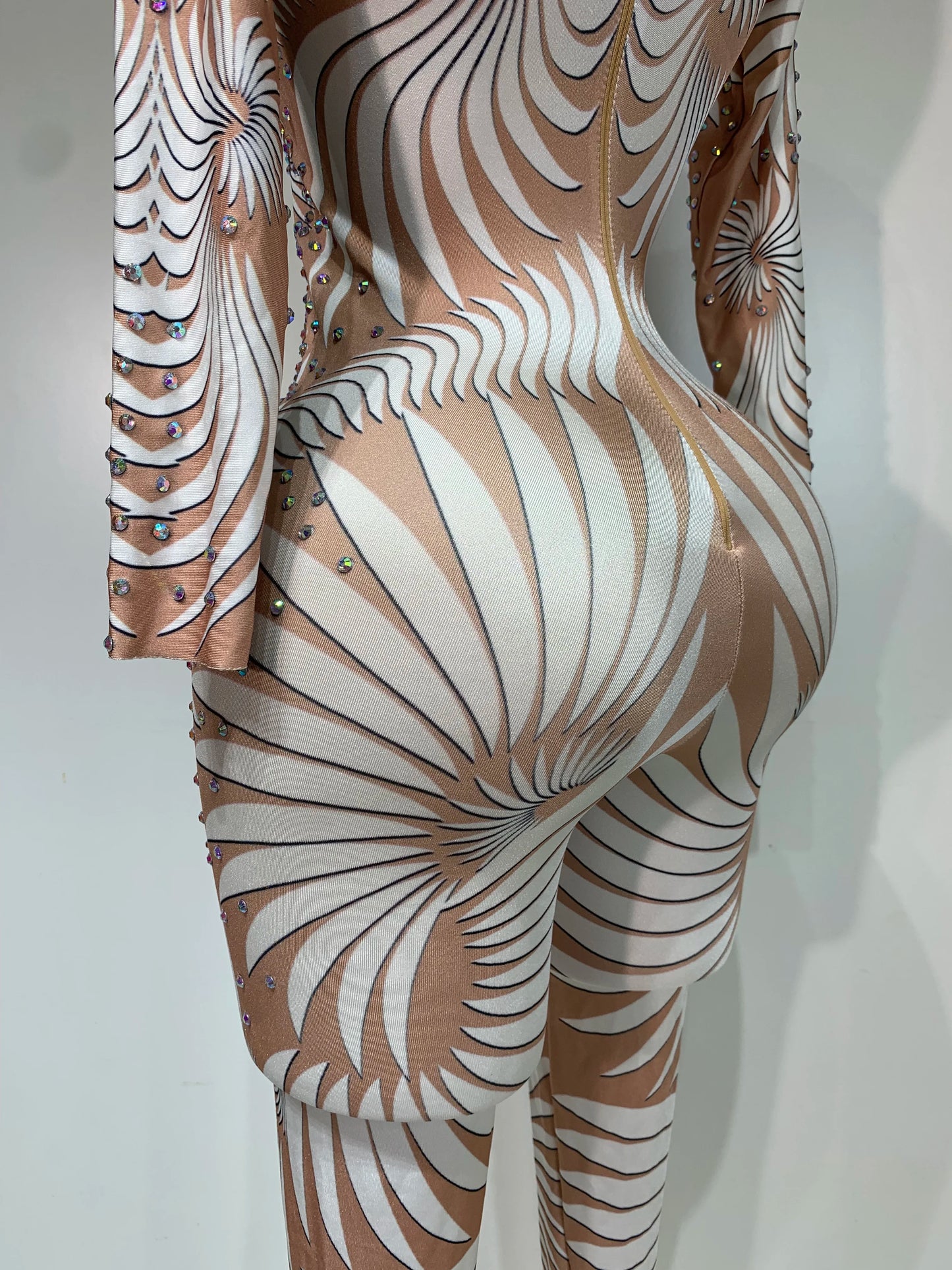 STOCK Sparkly Diamond Women Sexy Mesh Jumpsuit Nightclub Bar Party Show Gogo Dancer Clothing Drag Queen Outfit Stage Costume