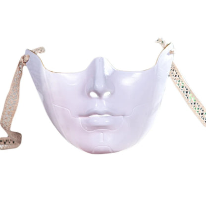 EtherealBe masquerade half face mask in white with elegant detailing and adjustable straps