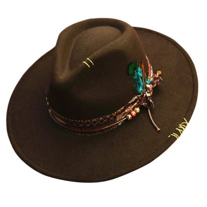 Fashion Fedoras Homburg Panama Hat Exotic Maillard for Women Men Photo Props Western for Men Women Unisex Wear Headwear