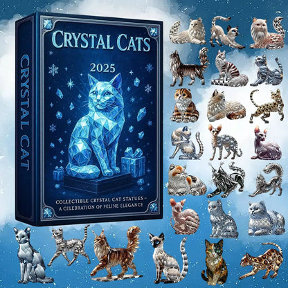 Cat Christmas Countdown 24 Days Christmas Advent Calendar 2D Acrylic Cat Collectible Figurine for Xmas Tree Decor Kids Gifts
