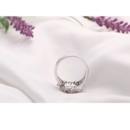 Ring Fashion 925 Sterling Silver Color Jewelry Colourful Cubic Zirconia Flower Design Cute Style Women Girls Party Engagement