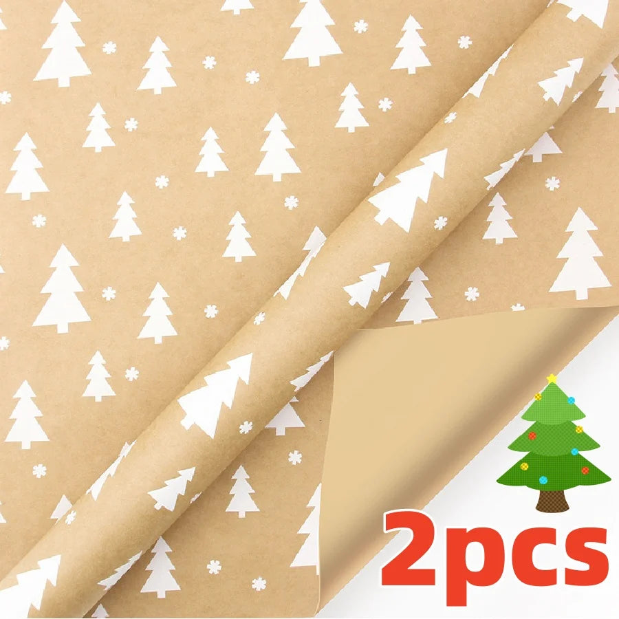 Christmas Gift Wrapping Paper with Snowflake Tree Pattern Paper Roll 16.9"x590" Eco-Friendly Paper Material for Holiday Presents