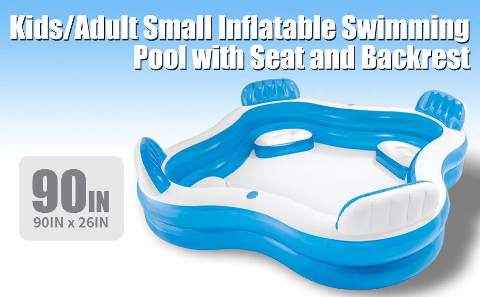 Inflatable Pool Kids for Adult - 90" 90" 26" ,Giant Large Blow up Pool for Indoor Garden Summer Water Party