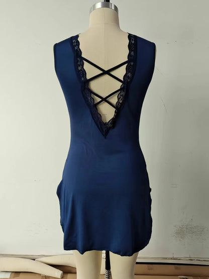 Fashion Casual Nightdress American Spice V-neck Sleeveless Dress Can Be Worn Outside The Home Wear Night Wear