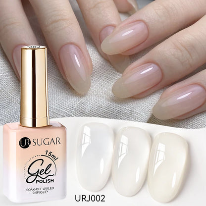 UR SUGAR 15ml Jelly Milky White Translucent Color Gel Polish Semi Permanent UV Gel Nail Art Soak Off Gel Varnish Latest Fashion