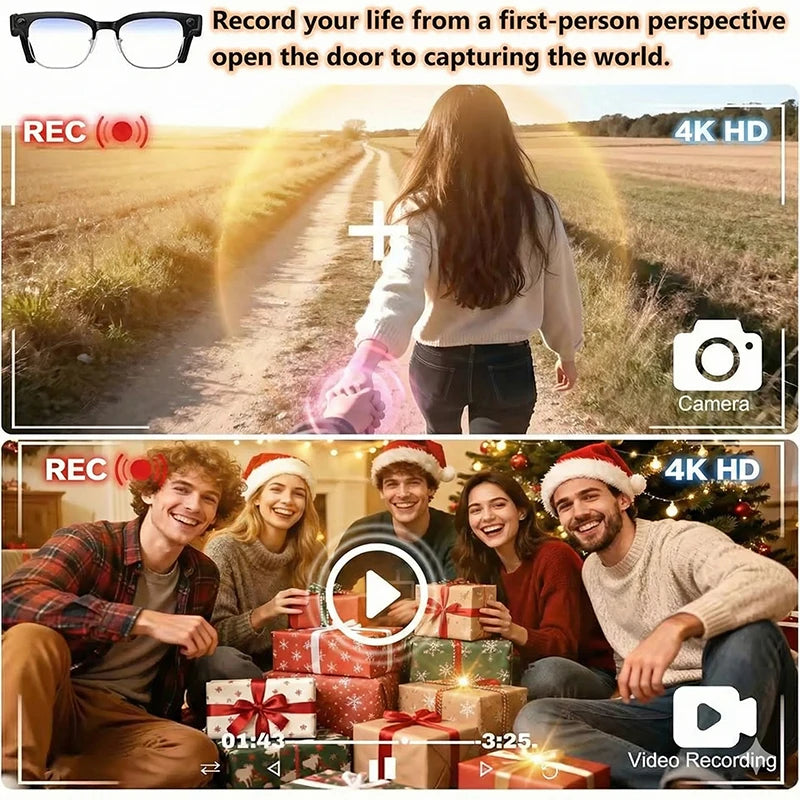2026 New Upgrade Smart Glasses With Camera Video Recording AI Photo Recognition Bluetooth Call Translation Voice Sunglasses Men