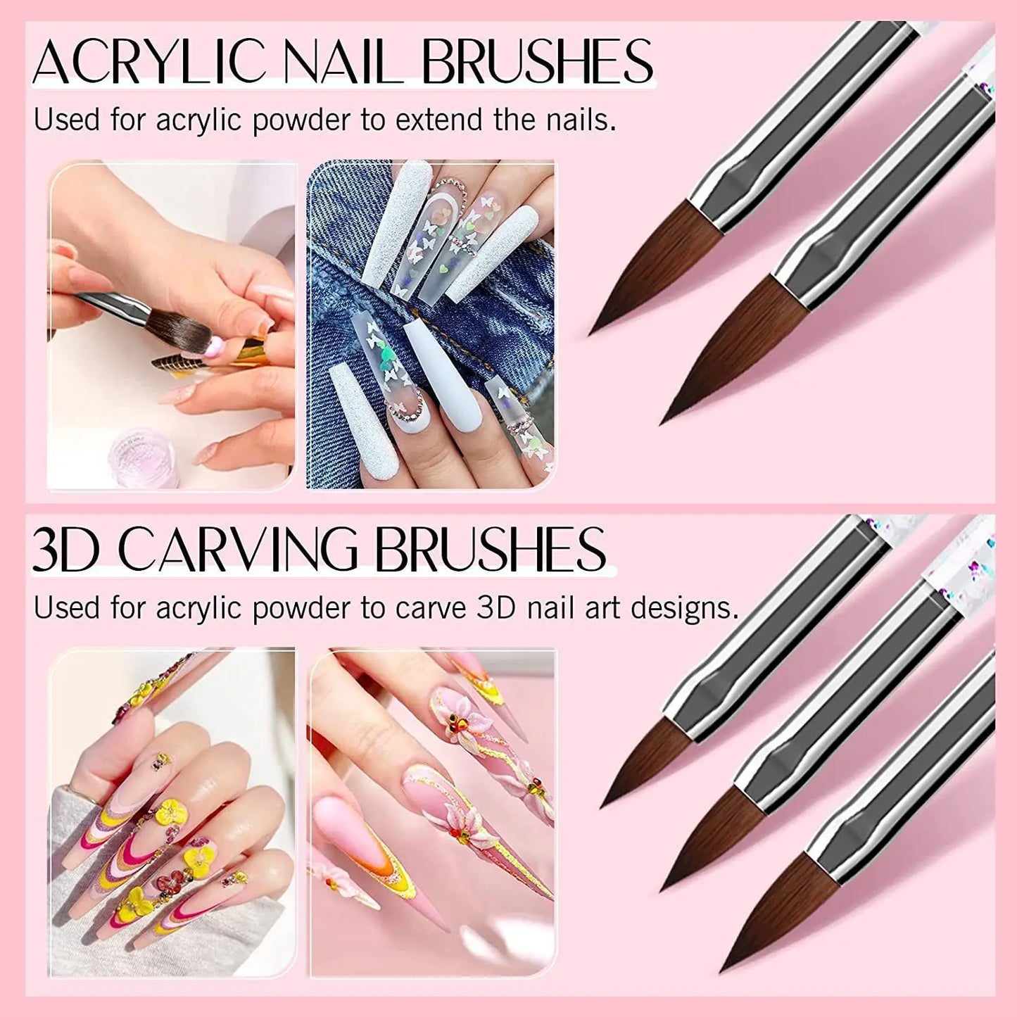 31-Piece UV Gel Nail Brush Set, UV Gel Nail Brushes, Including Dotting Brushes, Carving, Painting, and Gradient Brushes