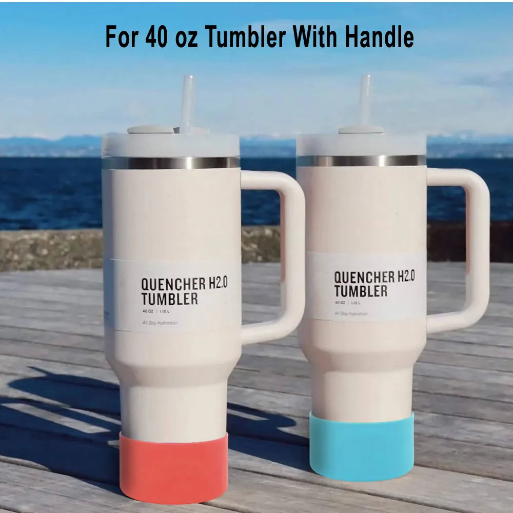 40oz Tumbler with Handle Straw and Silicone Boom Stainless Steel Vacuum Thermos Cup Large Capacity Travel Car Coffee Mug Logo