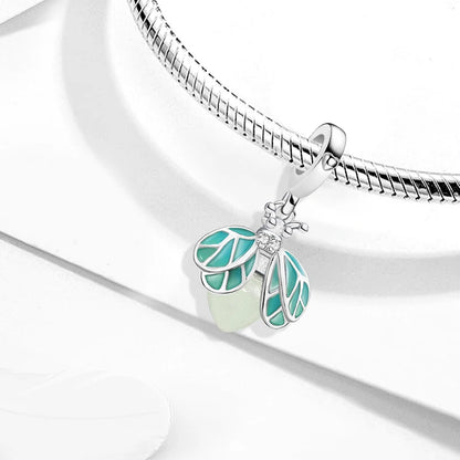 Original 925 Sterling Silver Charms Beads Glowing Luminous Bee Firefly Butterfly Pendant for Bracelet Bangle Charm DIY Jewelry