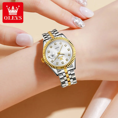 OLEVS Hot sale Women's Watches Luxury Diamond Elegant Women Wristwatch Stainless Steel Waterproof Luminous Ladies Watch Jewelry