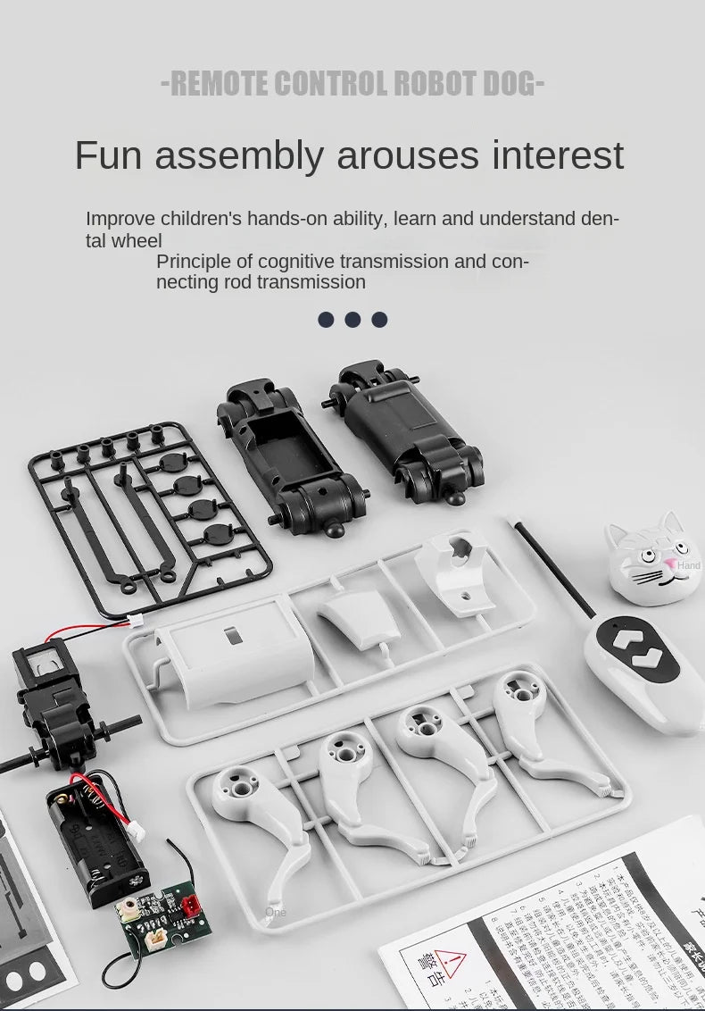 DIY Assembly Dog Rc Robot Remote Control Mechanical Toy Science Teaching Assembling Model Electric Set Toys for Boys Kids Gifts
