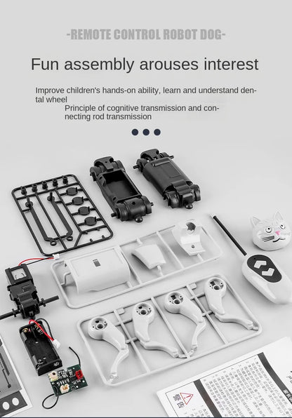 DIY Assembly Dog Rc Robot Remote Control Mechanical Toy Science Teaching Assembling Model Electric Set Toys for Boys Kids Gifts