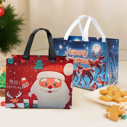 4pcs Christmas Gift Bags Christmas Party Decoration Kids Favors 2025 Xmas Santa Claus Hand Bags Navidad Natal New Year Gift 2026