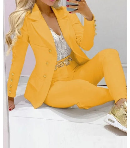 Women's Autumn Clothes Two Piece Set Female Coats and Pants Fashion Versatile Casual Long Sleeve Jacket and Trousers Suit 2023