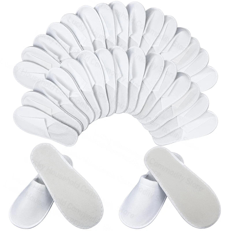 12-320Pairs Disposable Hotel Slippers Customized Wedding Slippers Non-Slip Brushed Slipper Unisex Guest Slippers for Travel/Home