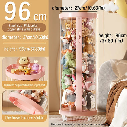 Transparent Doll Storage Box Plush Toy Organization Toy Storage Tube DIY Zipper Bins Kid Christmas Gift Children's Toy Organizer