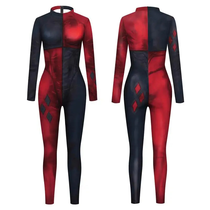 Zawaland Cosplay Costume Clown Women Printing Halloween Dress Up Matching Set Jumpsuits Carnival Party Dress Leggings Bodysuit