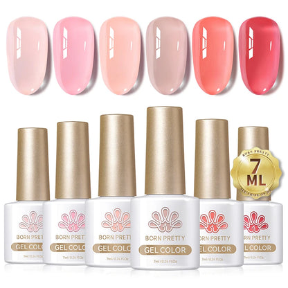 BORN PRETTY 7ml Glitter Gel Nail Polish Set Sparkly Shiny Gold Silver Pink Glitter Gel Polish Kit Winter Christmas Gift Box