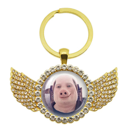 New John Pork Is Calling Answer Call Phone Humor Funny Pig Lover Graphic Meme Glass Dome Pendant Cabochon Keychain Jewelry Gifts