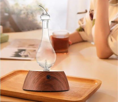 50ML Waterless Essential Oil Pure Diffuser Mini Nebulizer Aromatherapy Wood Glass Household Aroma Diffusers Colorful Night Light