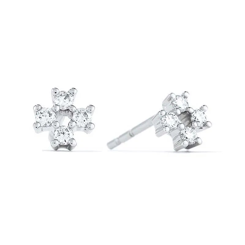 925 Sterling Silver Ear Needle Geometric Zircon Metal Earrings for women Shiny Crystal Luxury Small Stud Fashion Wedding Jewelry