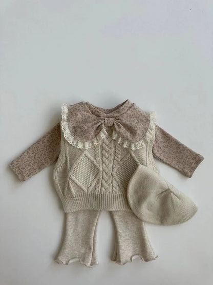 2024 Autumn New Baby Girl Long Sleeve T Shirts Infant Bow Bottoming Shirt Floral Casual Tops Toddler Kids Clothes Baby Tees