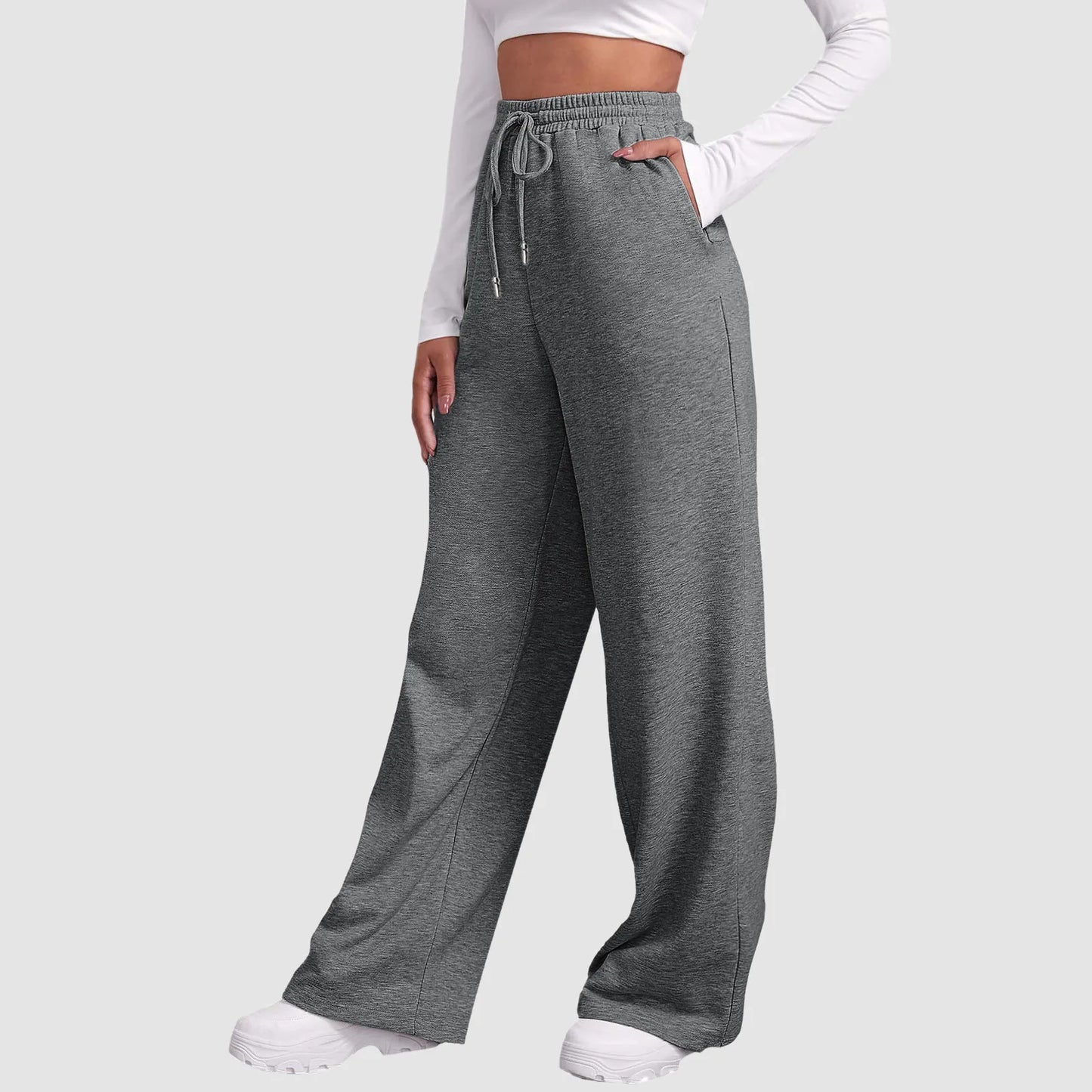 Women’s Drawstring Sweatpants Wide Straight Leg Pants Solid Color Sweatpants Casual Pants For Women 2024 Spring Emale Clothes