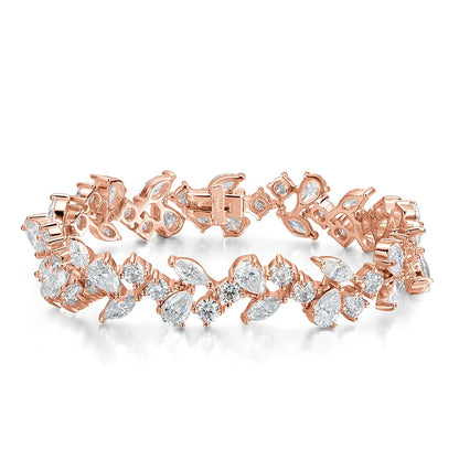 Smyoue 16.8-20.4CTTW Luxury Water Drop Moissanite Bracelet Wedding Female Jewelry Full Diamond Sterling Silver Bangle Plated 18K